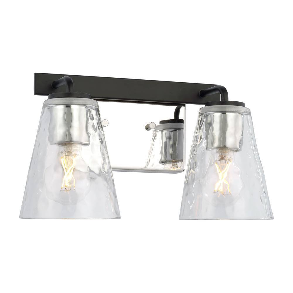 Home Decorators Westbrook 2-Light Matte Black Modern Bathroom Vanity Light