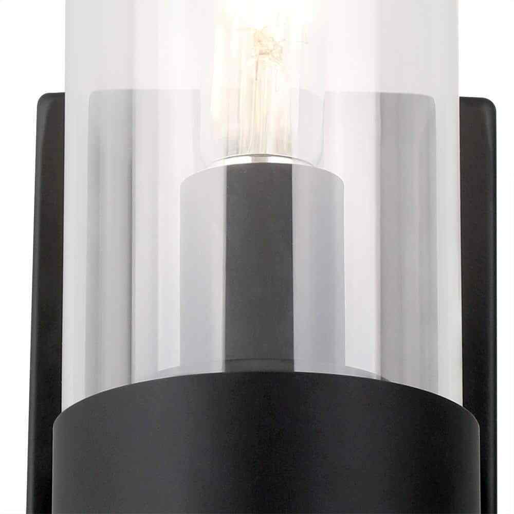 Hampton Bay Denbeck 4.5 in. W Matte Black 1-Light Sconce Clear Glass