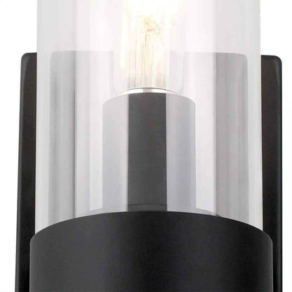 Hampton Bay Denbeck 4.5 in. W Matte Black 1-Light Sconce Clear Glass