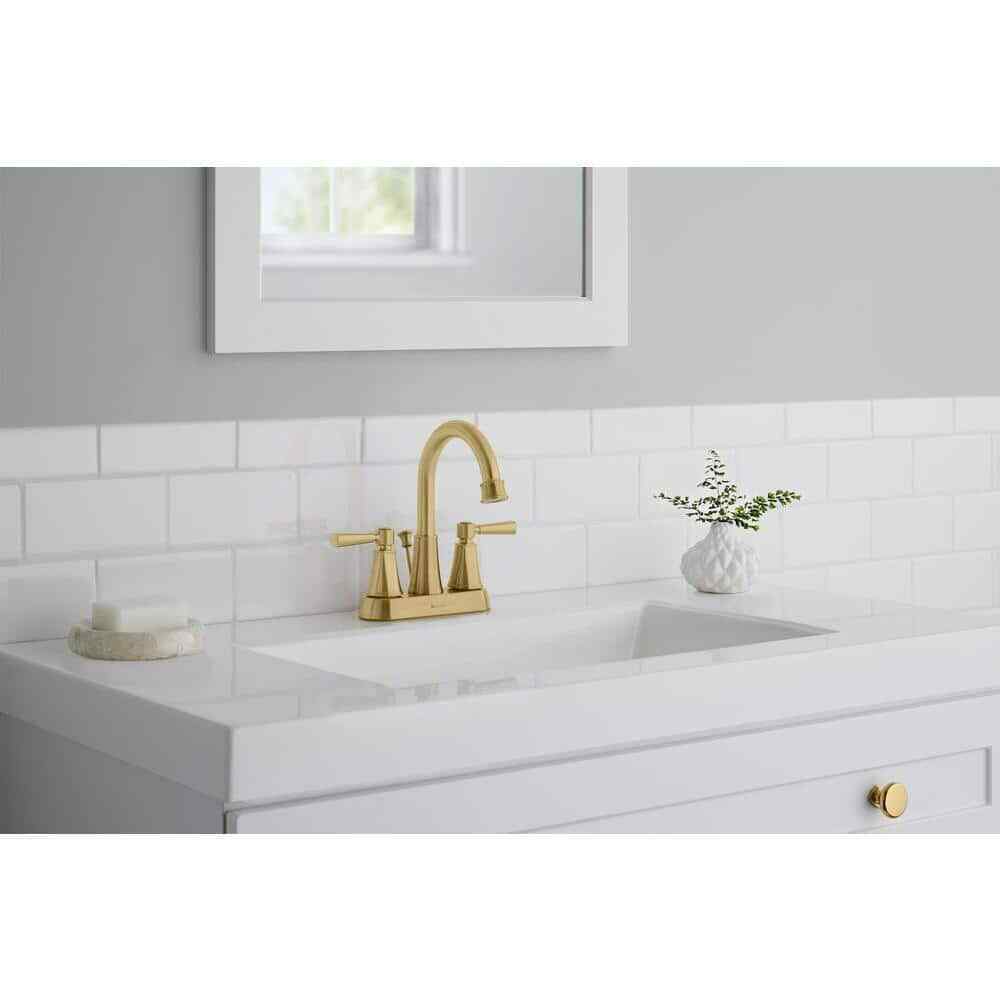 Glacier Bay Melina 4" Centerset 2-Handle High-Arc Bathroom Faucet in Matte Gold