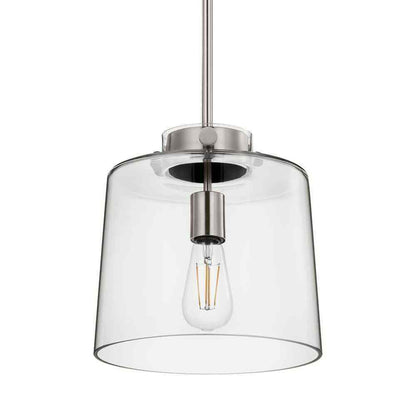 Hampton Bay Mullins 10 in. 1-Light Brushed Nickel Pendant Hanging Light