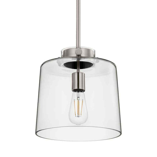Hampton Bay Mullins 10 in. 1-Light Brushed Nickel Pendant Hanging Light