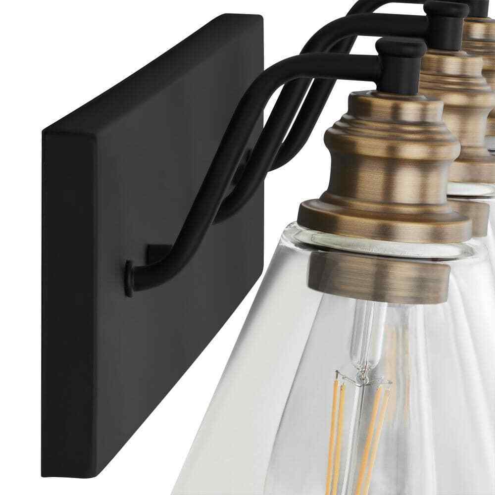Hampton Bay Manor 24 in. 3-Light Matte Black Industrial Bathroom Vanity Light