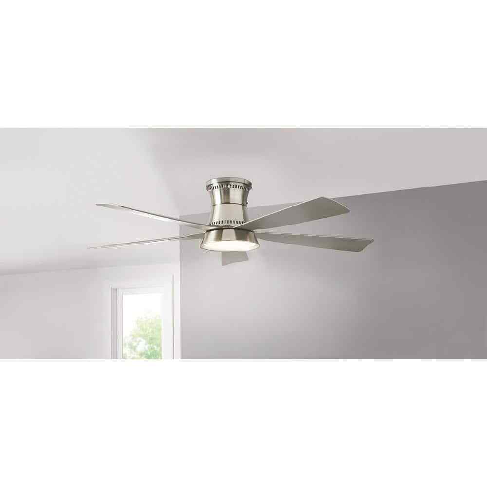 Hampton Bay Hawkspur 52 in. LED CCT Indoor/Outdoor Brushed Nickel Ceiling Fan