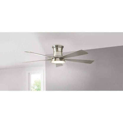 Hampton Bay Hawkspur 52 in. LED CCT Indoor/Outdoor Brushed Nickel Ceiling Fan