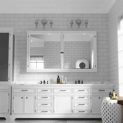 Merra 17 in. 3-Light Modern Brushed Nickel Vanity-Light with Clear Glass Shade