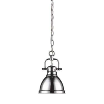 Golden Lighting Duncan 1-Light Chrome Mini Pendant with Chrome Shade (Chain)