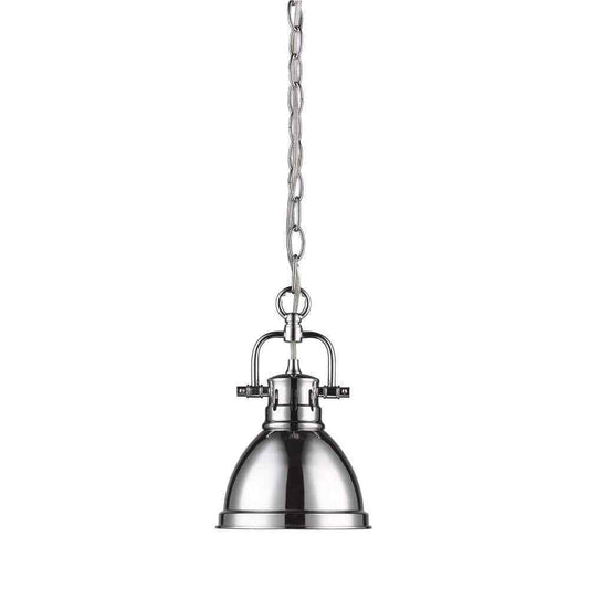 Golden Lighting Duncan 1-Light Chrome Mini Pendant with Chrome Shade (Chain)