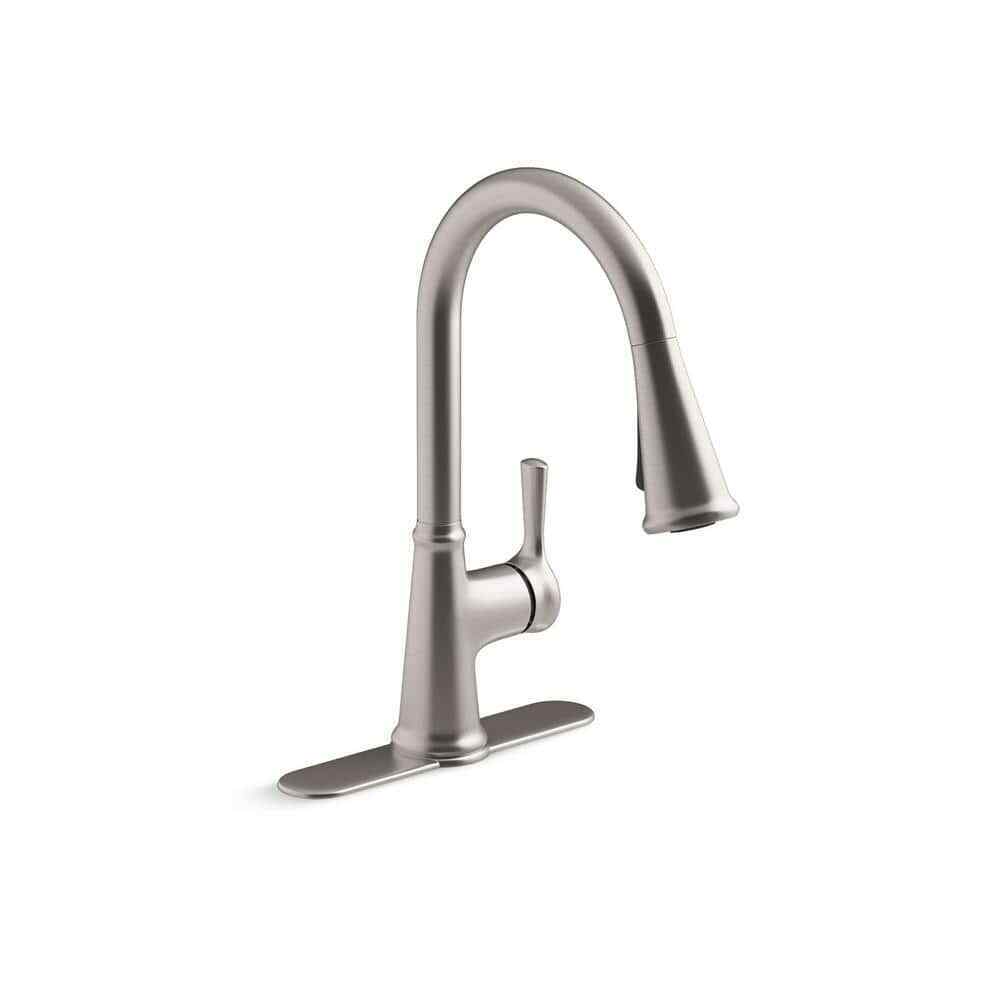 KOHLER Tyne Single-Handle Pull-Down Sprayer Kitchen Faucet in Vibrant Stainless