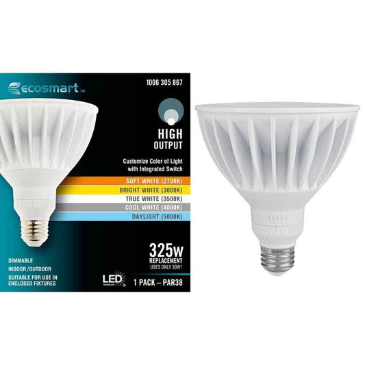 EcoSmart Equivalent PAR38 Dimmable Flood LED Light Bulb Selectable Color
