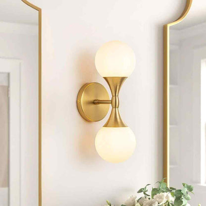 RRTYO North Gold Bubble Modern Up and Down Wall Sconce w/ Opal Glass Globe Shade