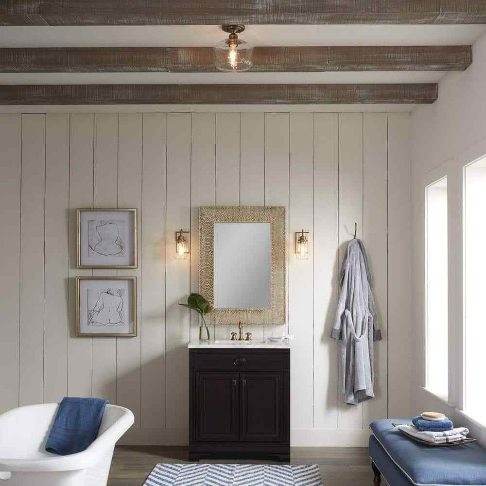 Progress Lighting Aiken Collection 1-Light Vintage Brass Clear Glass Mount Light