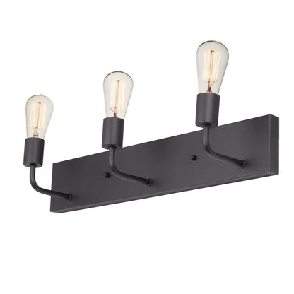 Hampton Bay Northvale 24 in. 3-Light Matte Black and Brass Bathroom Vanity Light