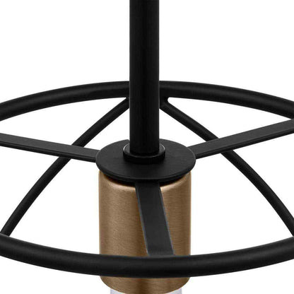 Hampton Bay Hastings Light Matte Black and Old Satin Brass Pendant w/ Cage Shade