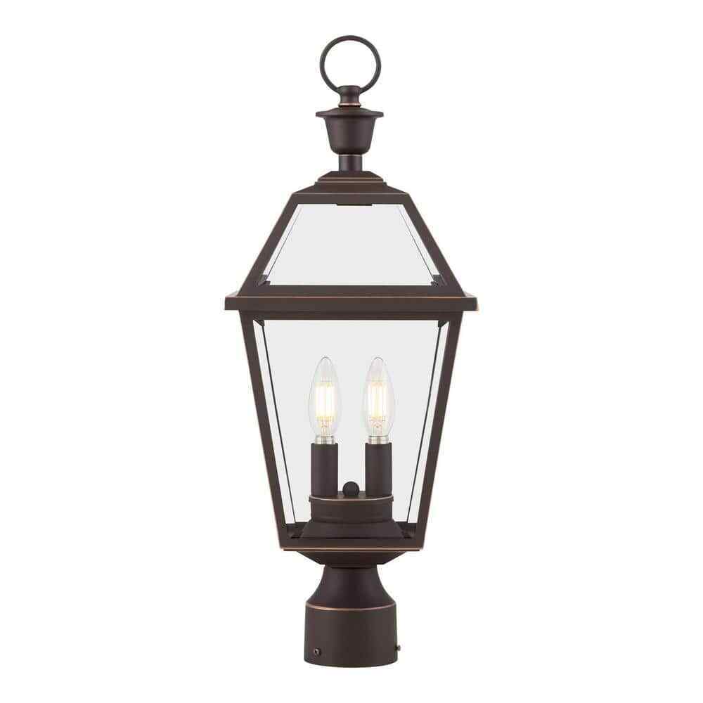 Home Decorators Glenneyre 8-5/8 in. W 2-Light Oil-Rubbed Bronze Outdoor Post