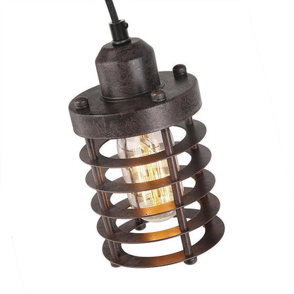 LNC Rustic Bronze Mini Pendant w/ Drum Cage