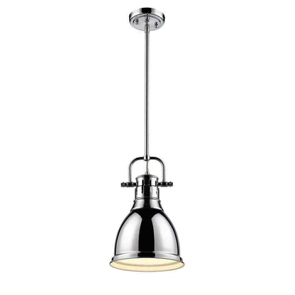 Golden Lighting Duncan 1-Light Chrome 8.8 in. Pendant with Chrome Shade