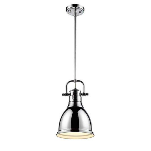 Golden Lighting Duncan 1-Light Chrome 8.8 in. Pendant with Chrome Shade