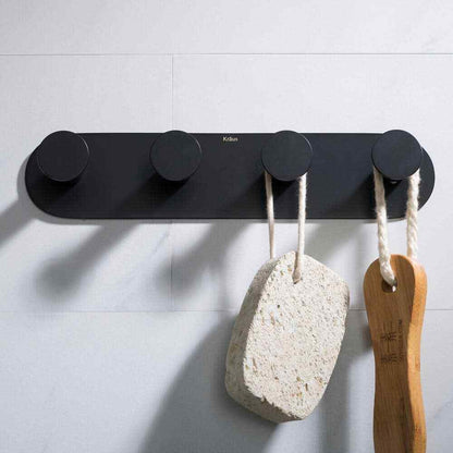 KRAUS Elie Bathroom Robe and Towel Hook Rack with 4-Hooks in Matte Black