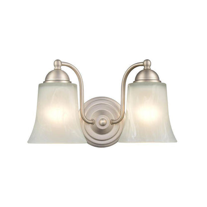 Millennium Lighting 2-Light Satin Nickel Vanity Light with Faux Alabaster Glass