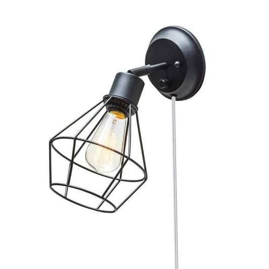 Globe Electric Evans 1-Light Matte Black Plug-In or Hardwire Wall Sconce