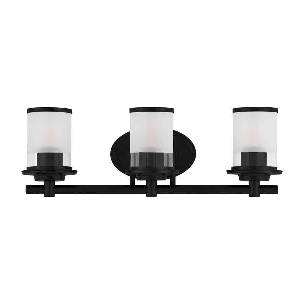 Hampton Bay Truitt 23.25 in. 3-Light Matte Black Modern Transitional Vanity