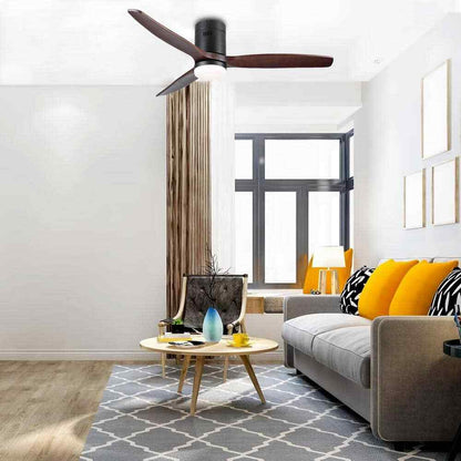PUDO 52 in 1-LIght Black Integrated LED Indoor Ceiling Fan Lighting w/ Remote