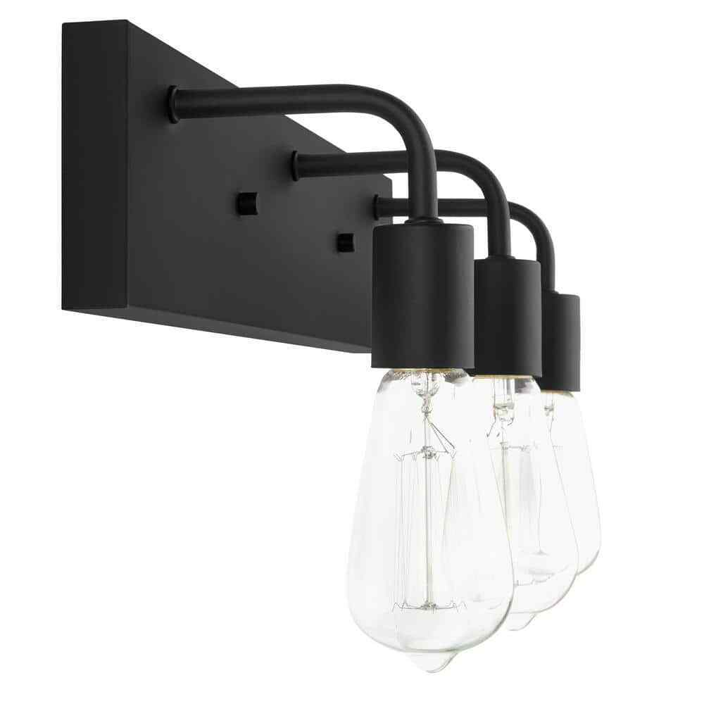 Hampton Bay Northvale 24 in. 3-Light Matte Black and Brass Bathroom Vanity Light