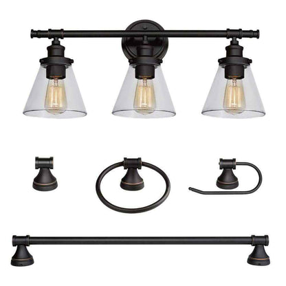 Globe Electric Parker 3-Light Oil Rubbed Bronze 5-Piece Bath Light Set