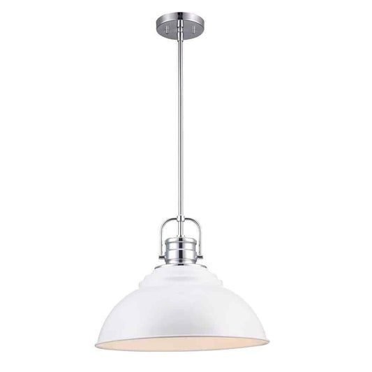 Home Decorators Shelston 16 in. 1-Light White and Chrome Farmhouse Light