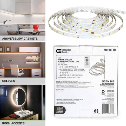 Commercial Electric 16 ft. LED Tunable White Tape Light Kit- Under Cabinet Light