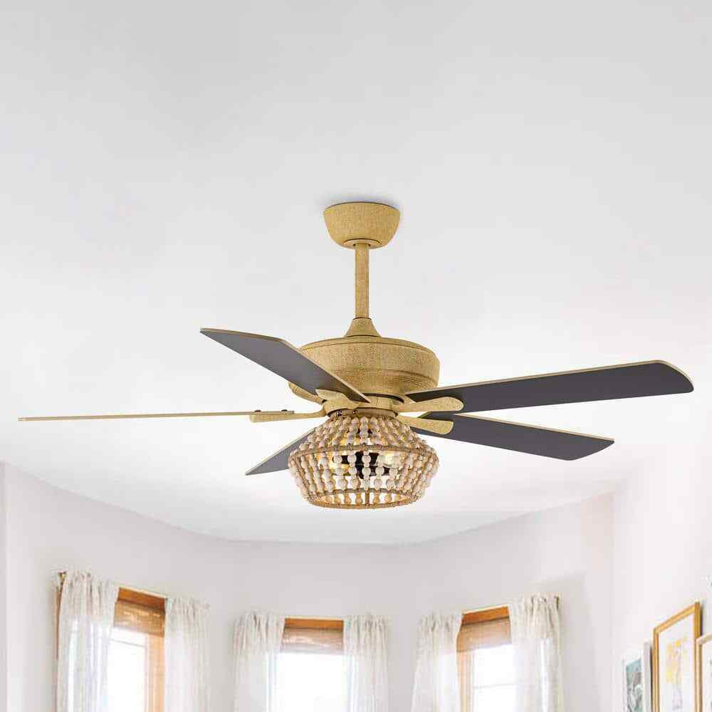Flint Garden 52 in. Weathered Gold Ceiling Fan w/ Light Kit and Remote Control