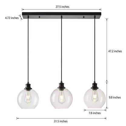 GoYeel Modern Contemporary Black Ceiling Pendant Light w/ Globe Glass Shade