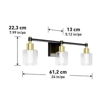 Artika Champagne Globe 3 Light Black & Gold Modern Integrated LED Vanity Light