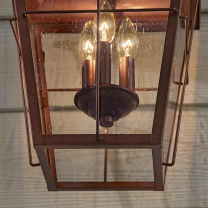 Hampton Bay Warwick 28" Aged Copper Finish Hardwired Wall Lantern Seeded Glass