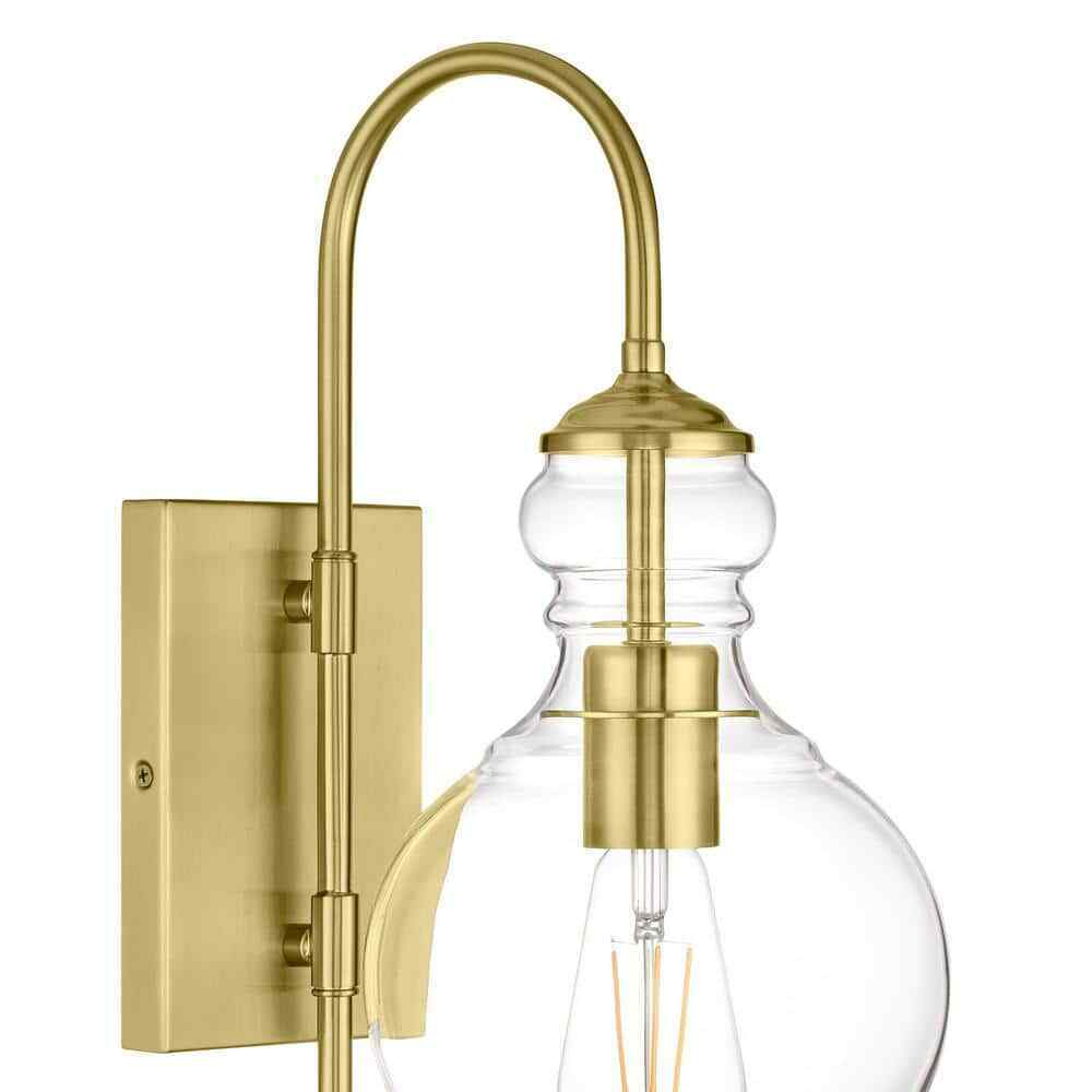 Home Decorators Collection Bakerston 1-Light Brushed Brass Wall Sconce