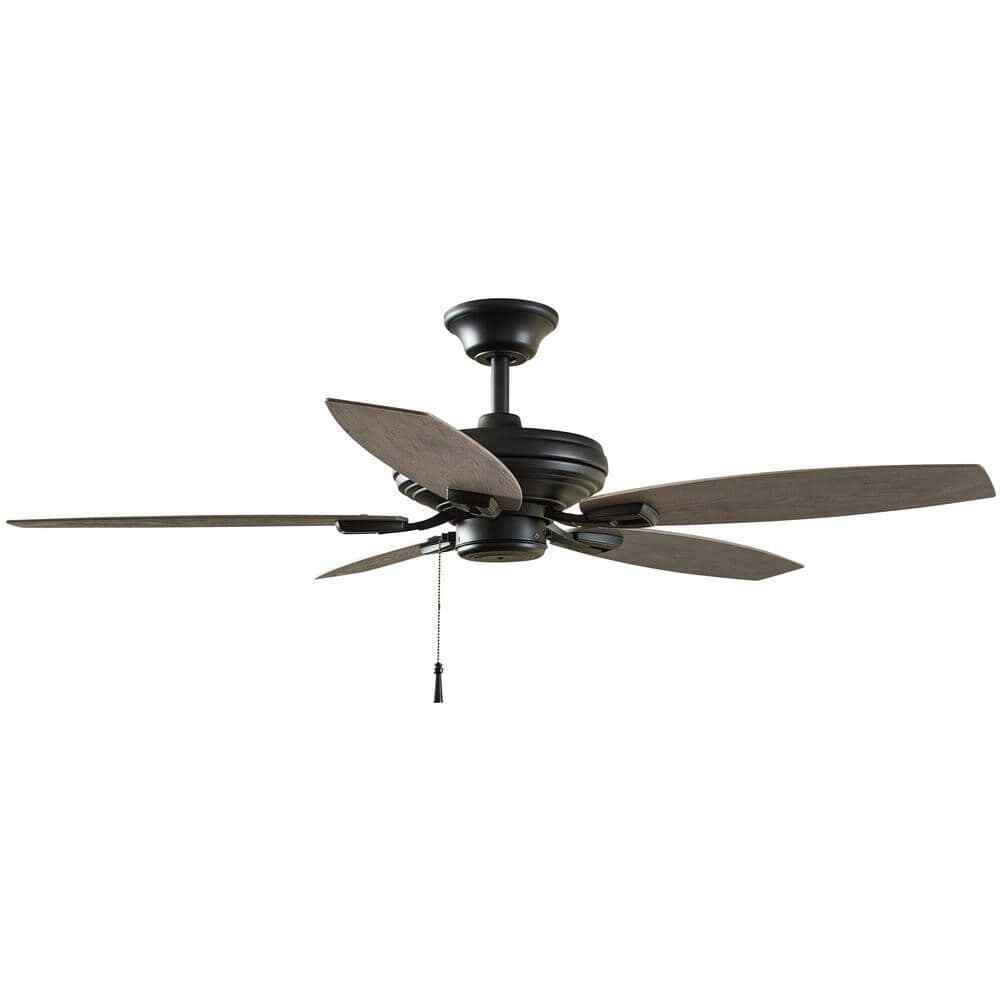 Hampton Bay North Pond 52 in. Indoor/Outdoor LED Matte Black Ceiling Fan