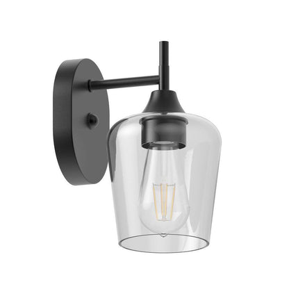 Hampton Bay Pavlen 5.5 in. 1-Lights Black Sconce with Clear Glass Shade