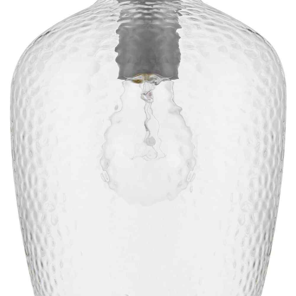 Hampton Bay Gillian 1-Light Coal Mini-Pendant Light with Clear Hammered Glass