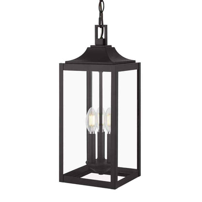 Home Decorators Havenridge 3-Light Matte Black Outdoor Hanging Pendant Light
