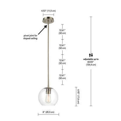 Globe Electric Vivienne 1-Light Brass Pendant Light with Clear Glass Shade 60871