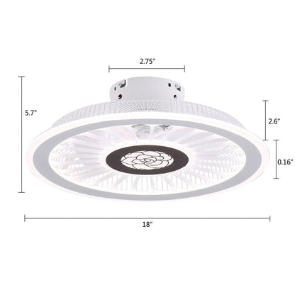 OUKANING 18 in White Modern Simple Style Indoor LED Semi Flush Mount Ceiling Fan