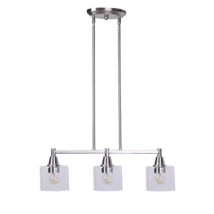 Hampton Bay Oron 3-Light Brushed Nickel Linear Island Pendant Hanging Light
