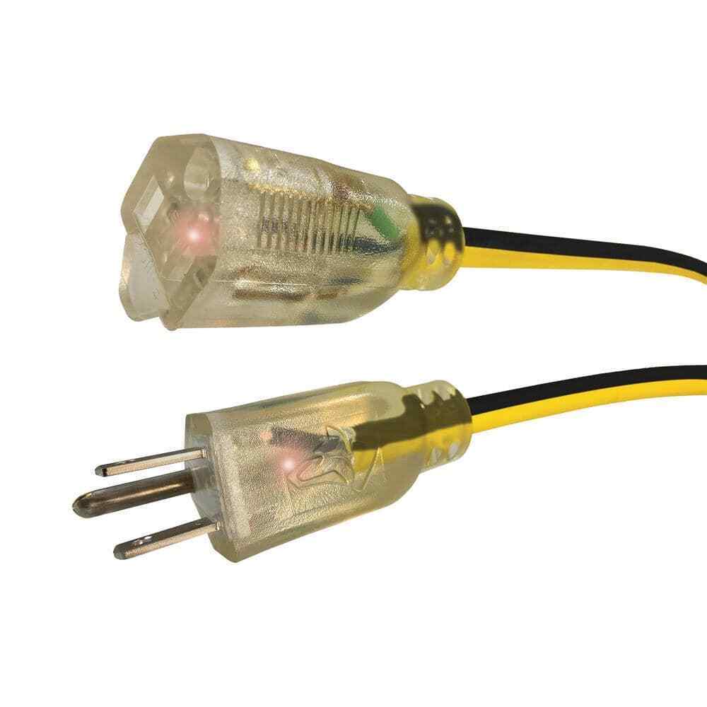 Husky VividFlex 100 ft. 12/3 Heavy Duty Extension Cord w/ Lighted End, Yellow