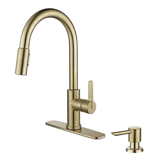 Glacier Bay Paulina Single Handle Pull Down Sprayer Kitchen Faucet Matte Gold