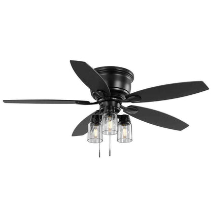 Hampton Bay Stoneridge 52 in. Indoor/Outdoor LED Matte Black Hugger Ceiling Fan