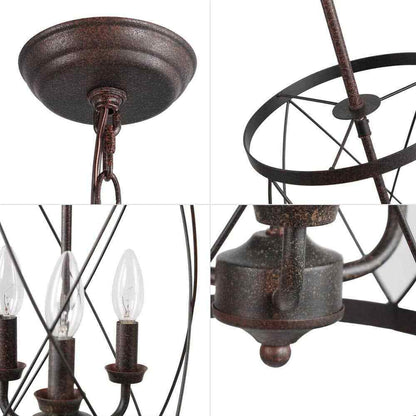 LNC Farmhouse Chandelier Bronze Industrial 3-Light Drum Candlestick Chandelier
