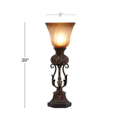 Litton Lane 20 in. Brown Metal Antique Style Floor Lamp Light with Scrolls