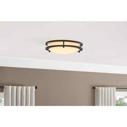 Hampton Bay Flaxmere 12 in. Bronze Dimmable LED Flush Mount Ceiling Light
