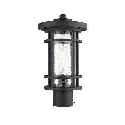 Jordan 14.75 in. 1-Light Black Aluminum Hardwired Outdoor Post Light